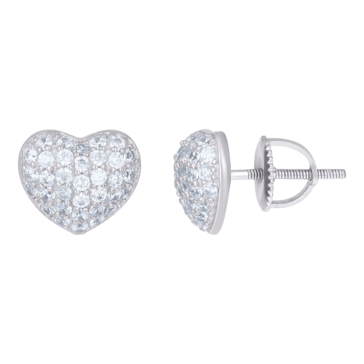 925 Sterling Silver Womens Cubic-Zirconia Heart Stud Earrings
