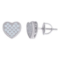 925 Sterling Silver Womens Cubic-Zirconia Heart Stud Earrings