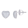 925 Sterling Silver Womens Cubic-Zirconia Heart Stud Earrings