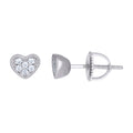 925 Sterling Silver Womens Cubic-Zirconia Heart Stud Earrings