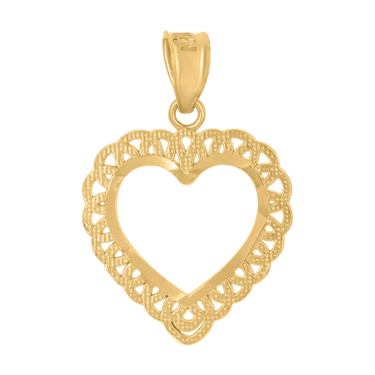 10K Yellow Gold Womens Heart Charm Pendant