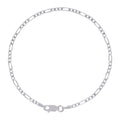 925 Sterling Silver Womens Plain Figaro Chain Anklet 2 mm Size 10 Inches