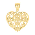 10K Yellow Gold Womens Heart Charm Pendant