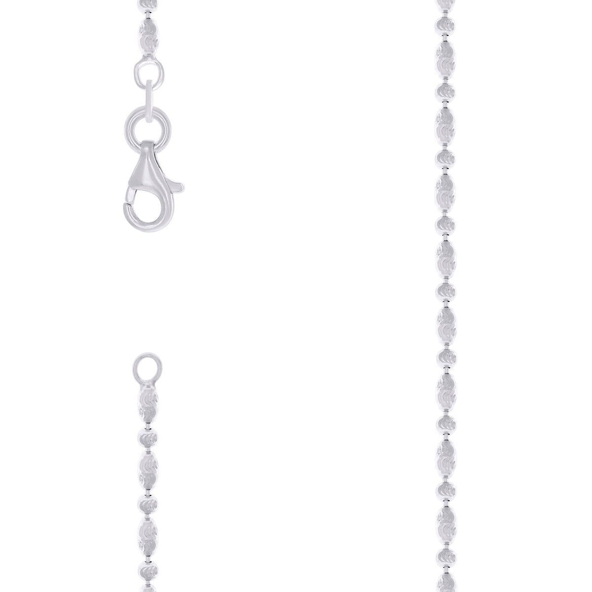 925 Sterling Silver Womens Moon-Cut Chain Anklet 2 mm Size 10 Inches