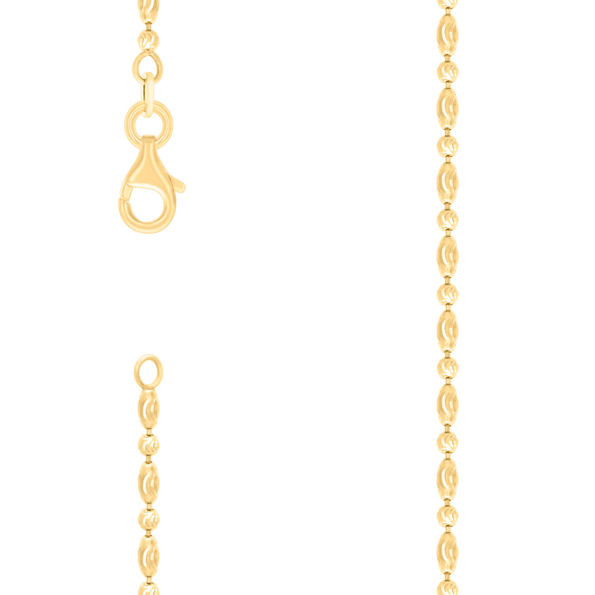 925 Sterling Silver Yellow-Tone Womens Moon-Cut Chain Anklet 2 mm Size 10 Inches