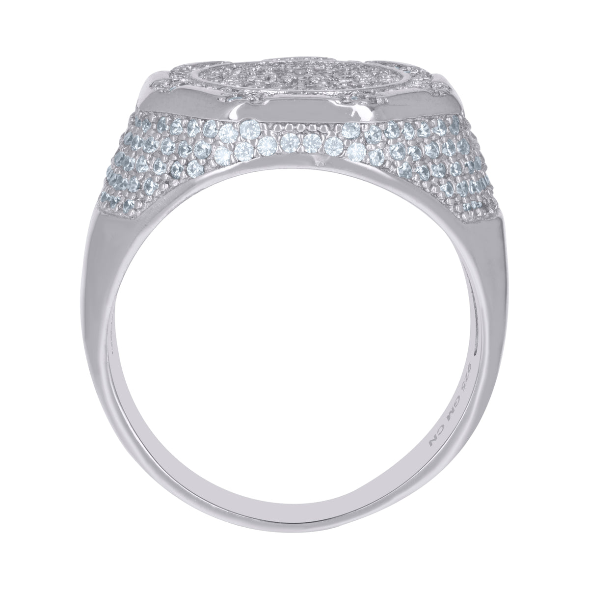 925 Sterling Silver Mens Cubic-Zirconia Fashion Ring Size 9