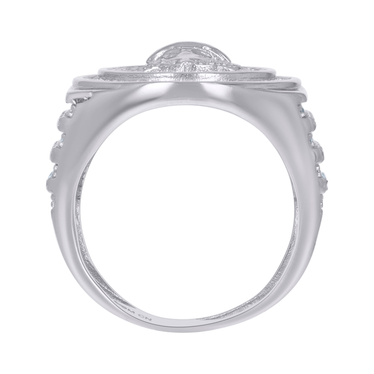 925 Sterling Silver Mens Cubic-Zirconia Jesus Religious Ring Size 10