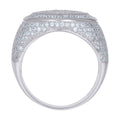 925 Sterling Silver Mens Cubic-Zirconia Cluster Fashion Ring
