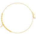 10K Yellow Gold Womens Cubic-Zirconia Heart Key Diamond-Cut Beaded Charm Anklet Size 10 Inches