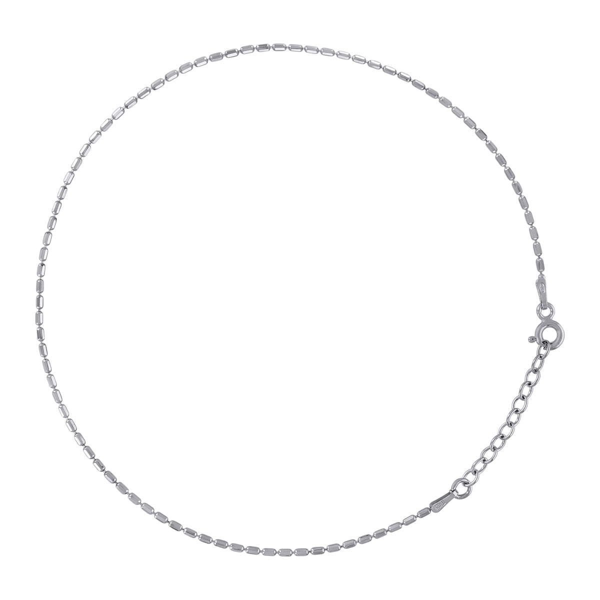 925 Sterling Silver Womens Fancy Chain Anklet 1 mm Size 10 Inches