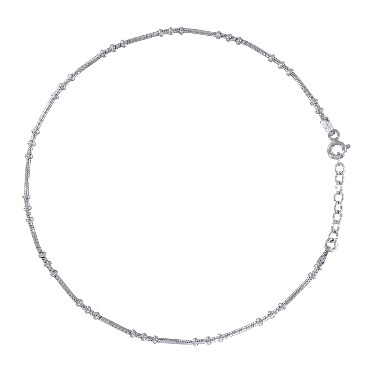 925 Sterling Silver Womens Fancy Chain Anklet 2.2 mm Size 10 Inches