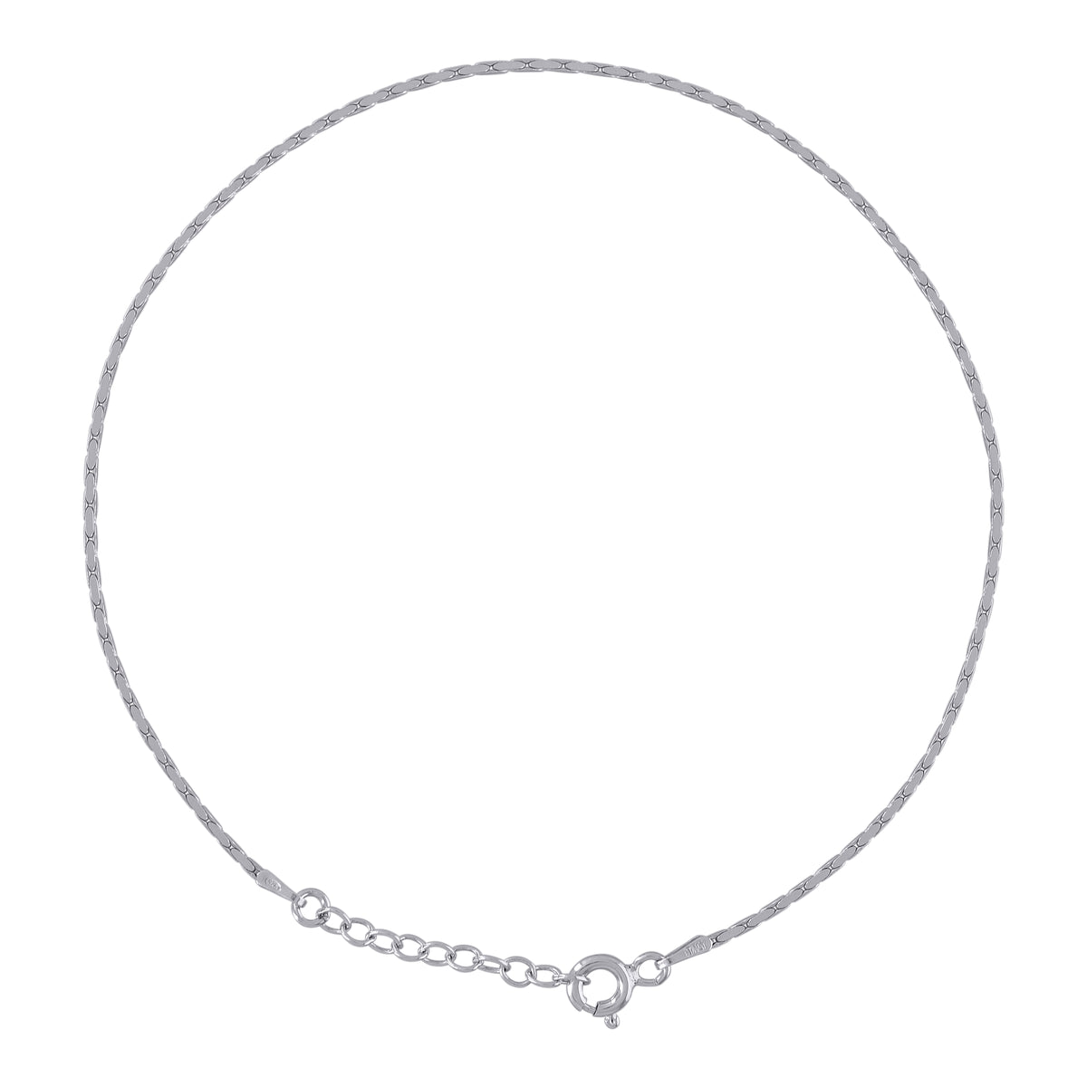 925 Sterling Silver Womens Fancy Chain Anklet 1.1 mm Size 10 Inches