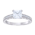 925 Sterling Silver Womens Princess-Cut Round Cubic-Zirconia Engagement Ring Size 5