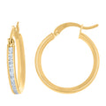 10K Yellow Gold Womens Cubic-Zirconia Round Tube Hoop Earrings