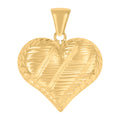 10K Yellow Gold Womens Diamond-Cut Love Heart Charm Pendant