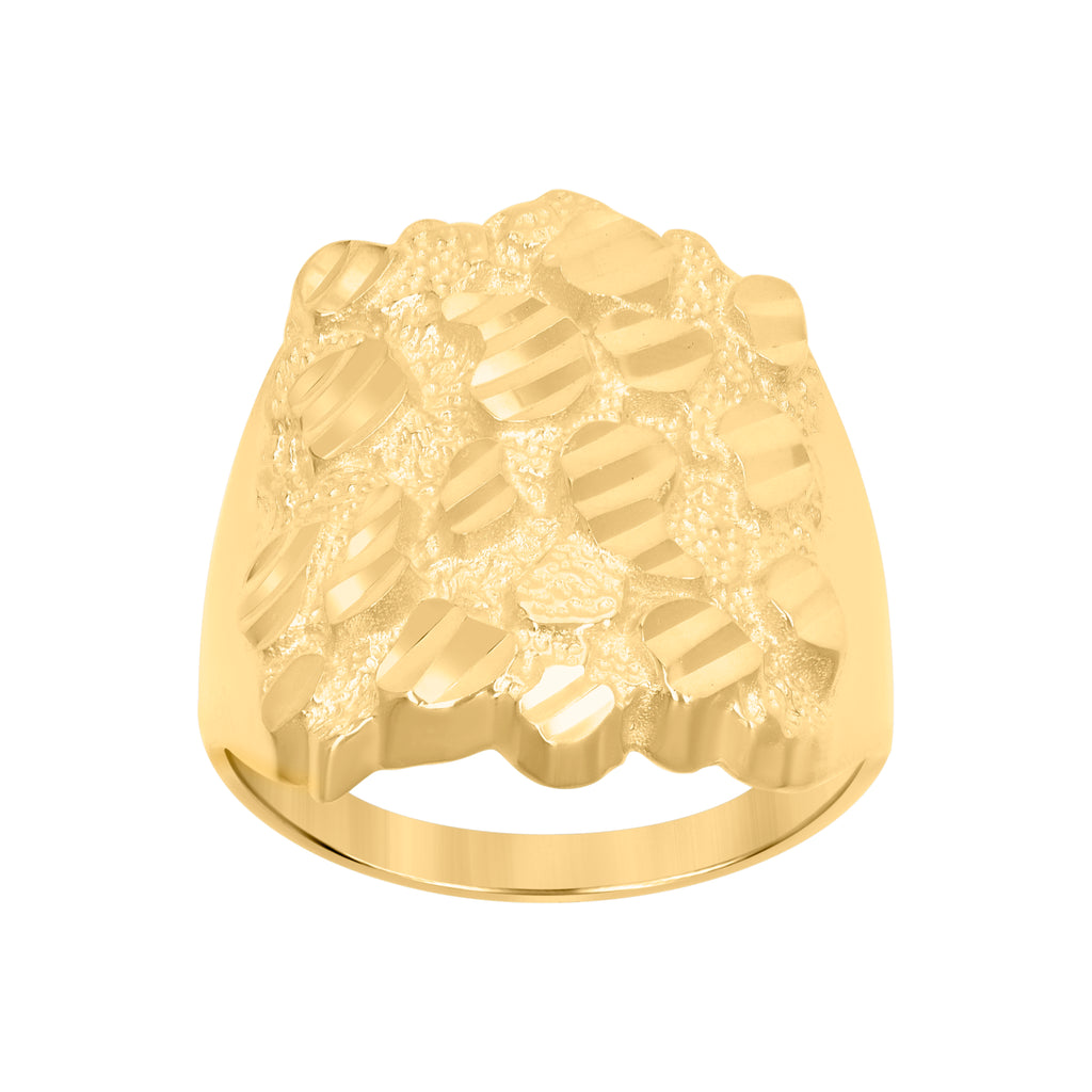 925 Sterling Silver Yellow-Tone Mens Diamond-Cut Nugget Fashion Ring Size 12