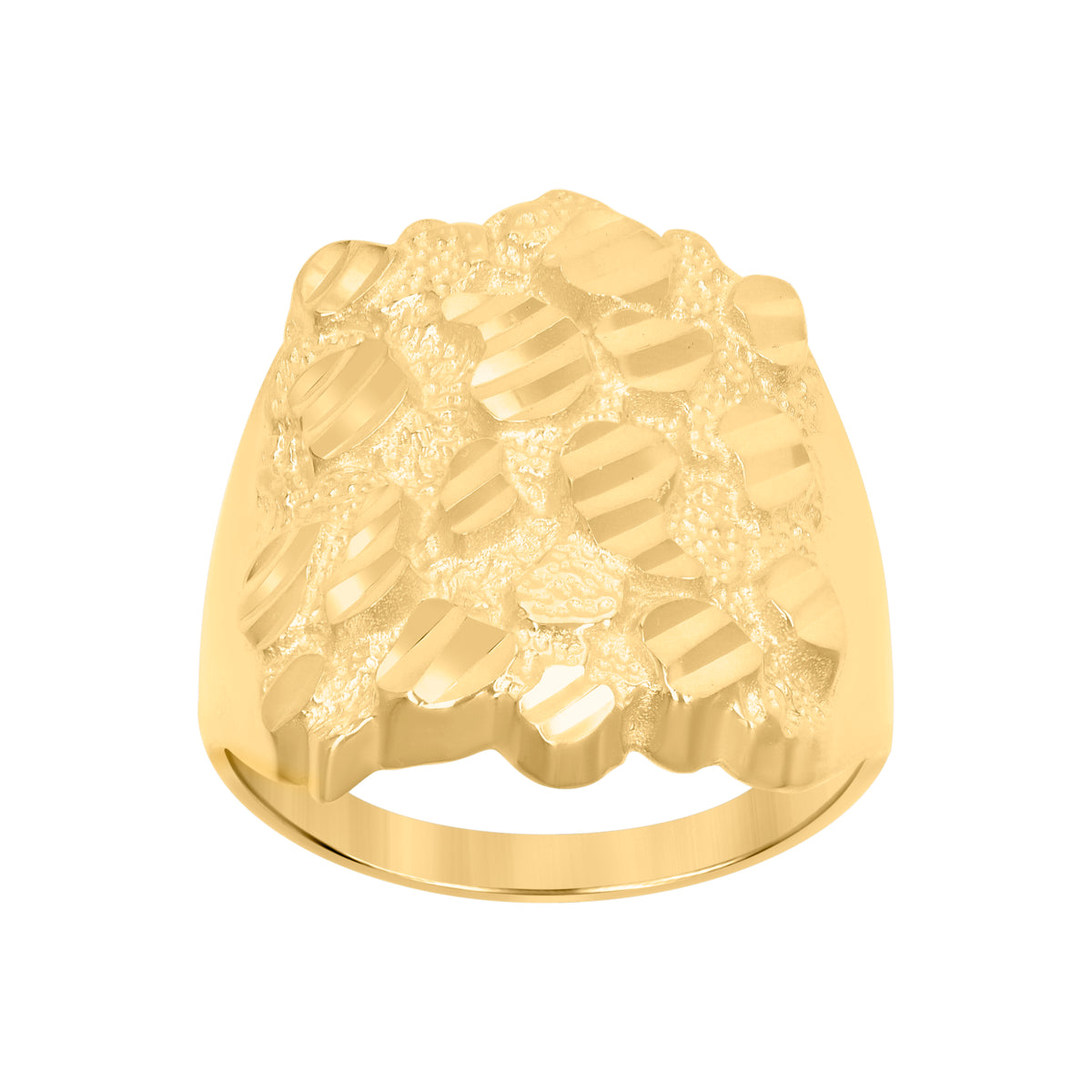 925 Sterling Silver Yellow-Tone Mens Diamond-Cut Nugget Fashion Ring Size 12