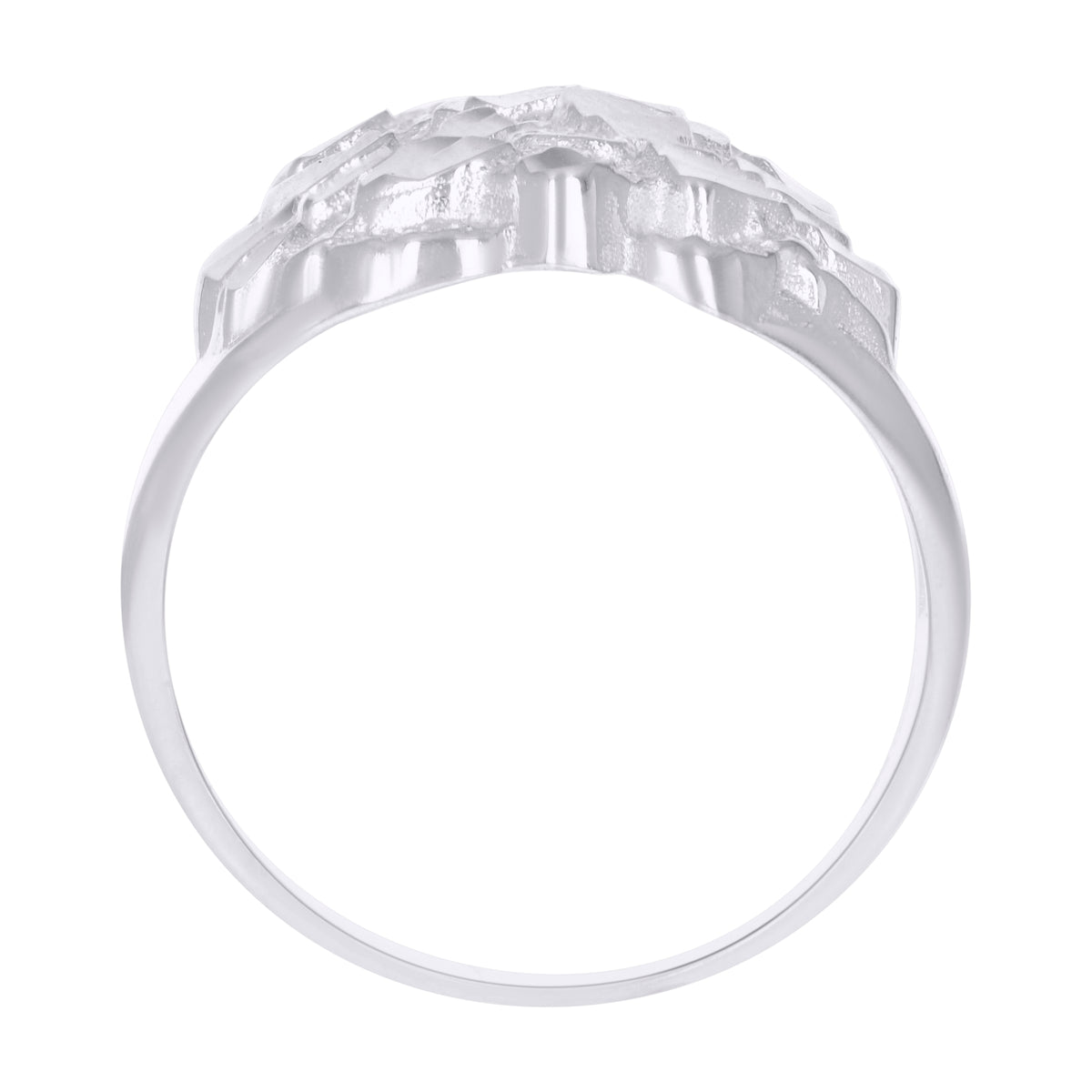 925 Sterling Silver Mens Diamond-Cut Nugget Fashion Ring Size 9