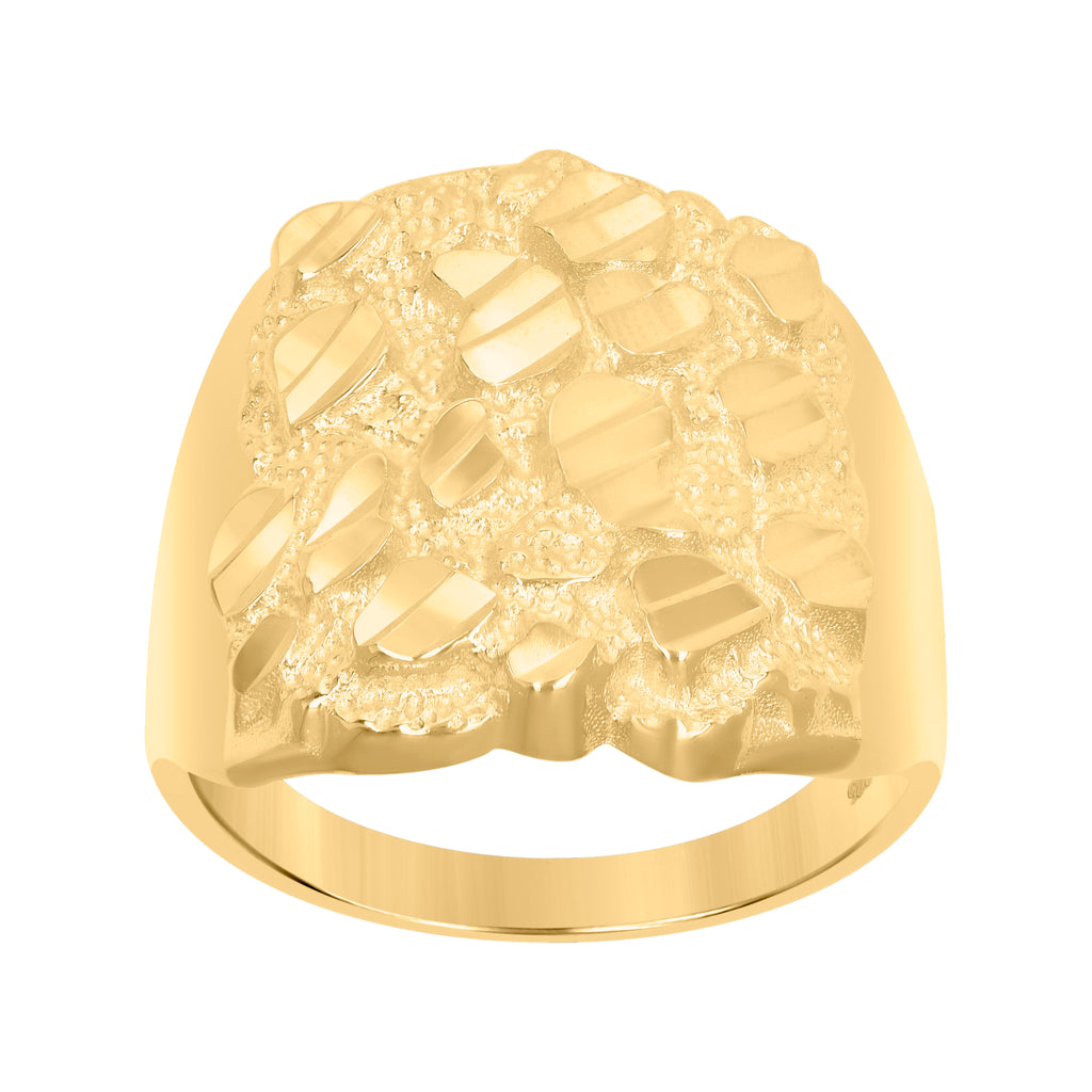 925 Sterling Silver Yellow-Tone Mens Diamond-Cut Nugget Fashion Ring Size 12