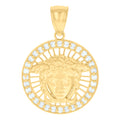 10K Yellow Gold Mens Cubic-Zirconia Medusa Egyptian Charm Pendant