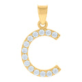 10K Yellow Gold Unisex Cubic-Zirconia Initial Alphabet C Charm Pendant
