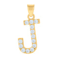 10K Yellow Gold Unisex Cubic-Zirconia Initial Alphabet J Charm Pendant