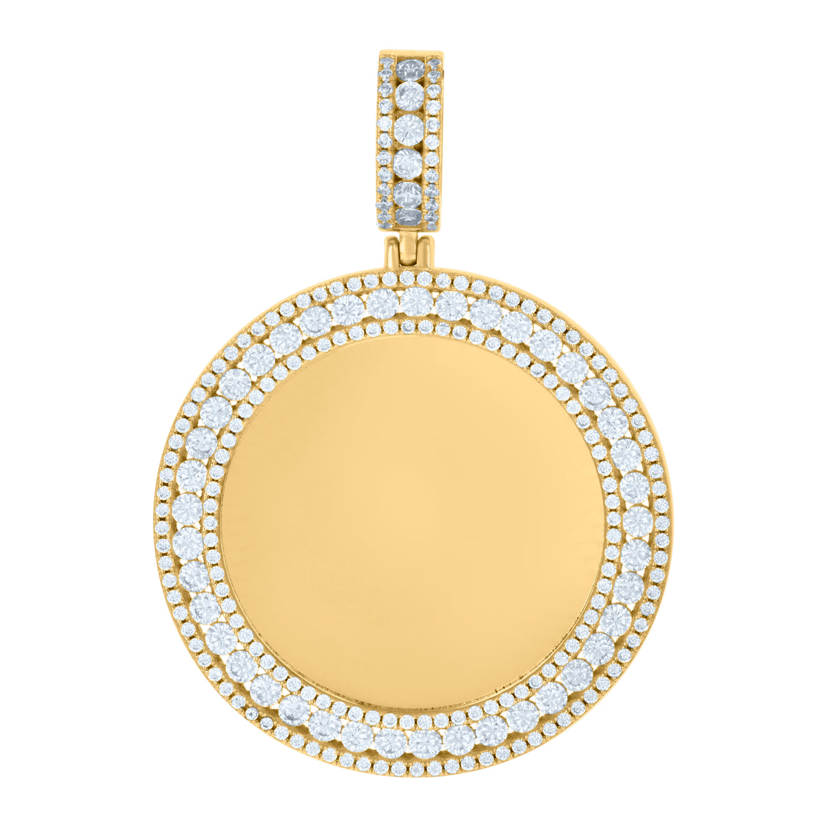 925 Sterling Silver Yellow-Tone Unisex Cubic-Zirconia Picture Frame Pendant