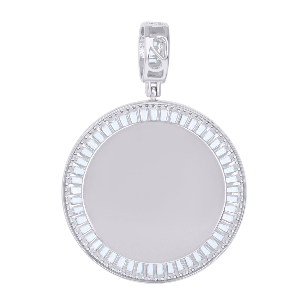 925 Sterling Silver Unisex Cubic-Zirconia Picture Frame Pendant