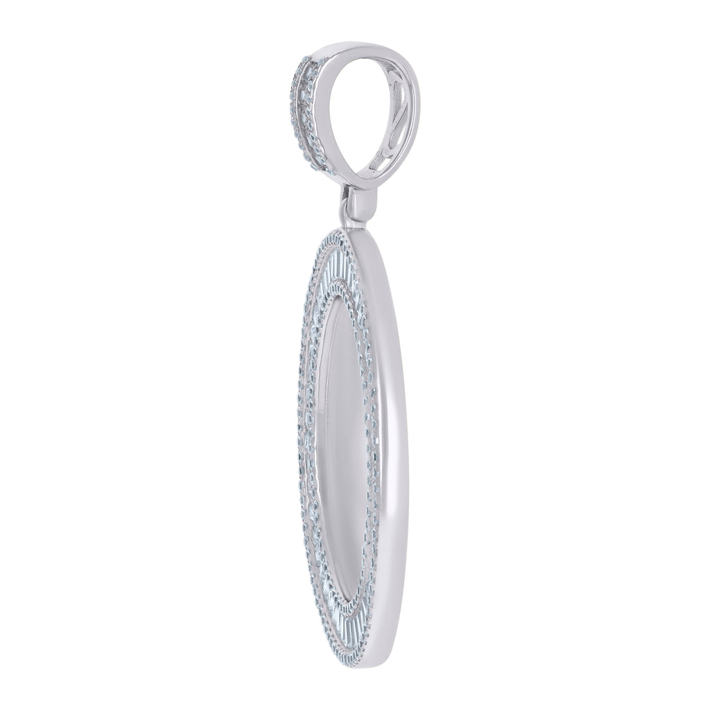 925 Sterling Silver Unisex Cubic-Zirconia Picture Frame Pendant