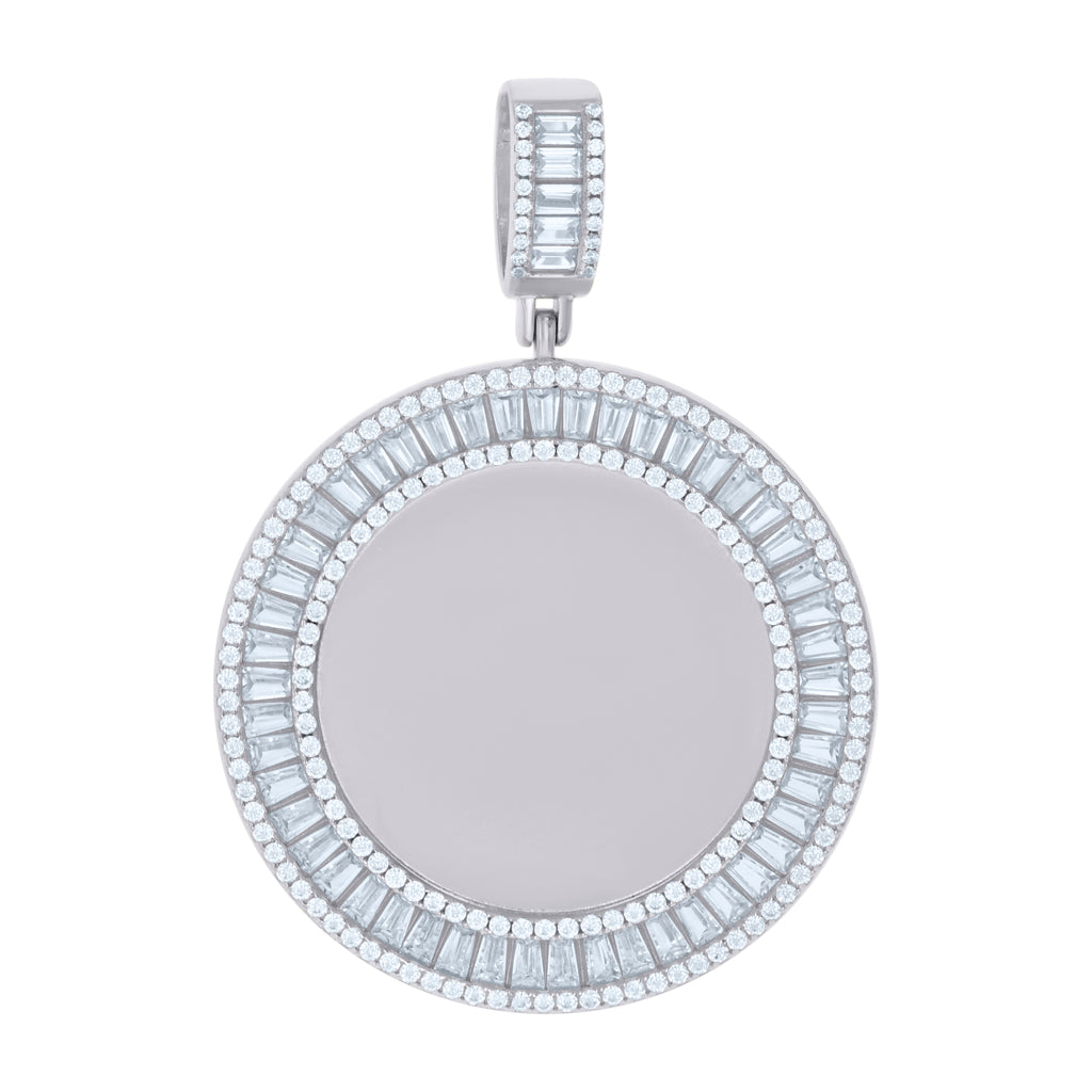 925 Sterling Silver Unisex Cubic-Zirconia Picture Frame Pendant