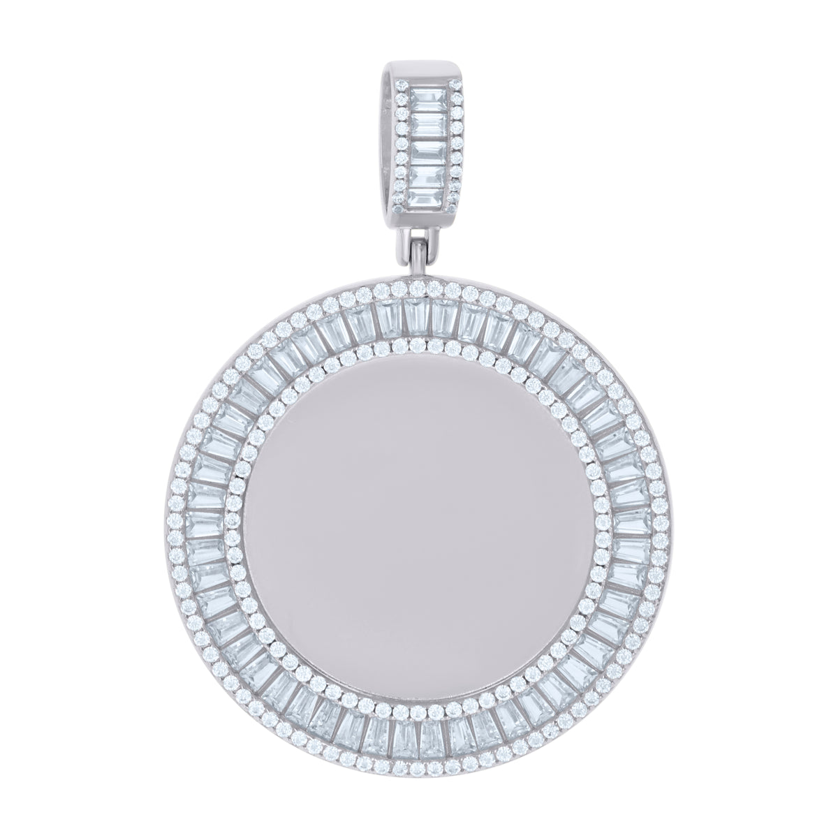 925 Sterling Silver Unisex Cubic-Zirconia Picture Frame Pendant
