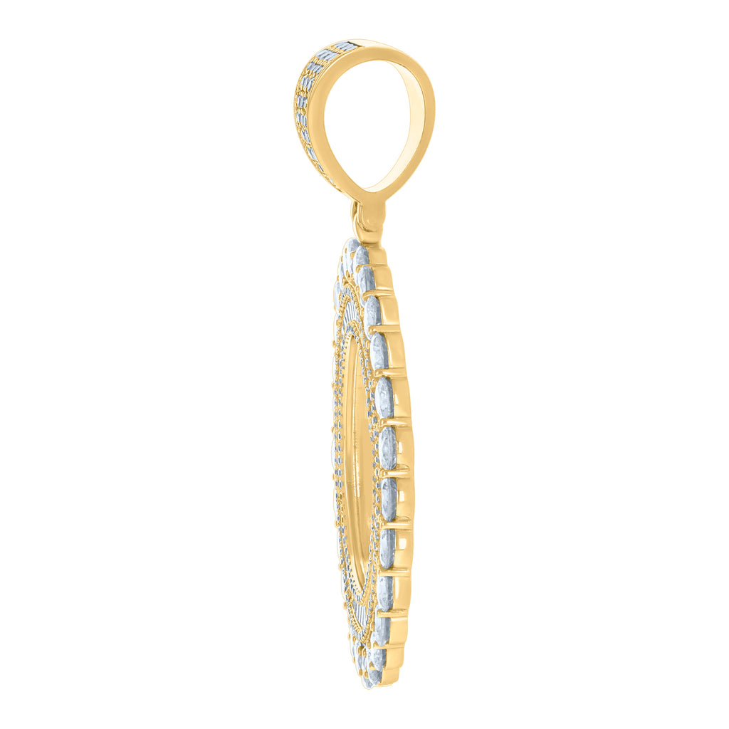 925 Sterling Silver Yellow-Tone Unisex Cubic-Zirconia Picture Frame Pendant