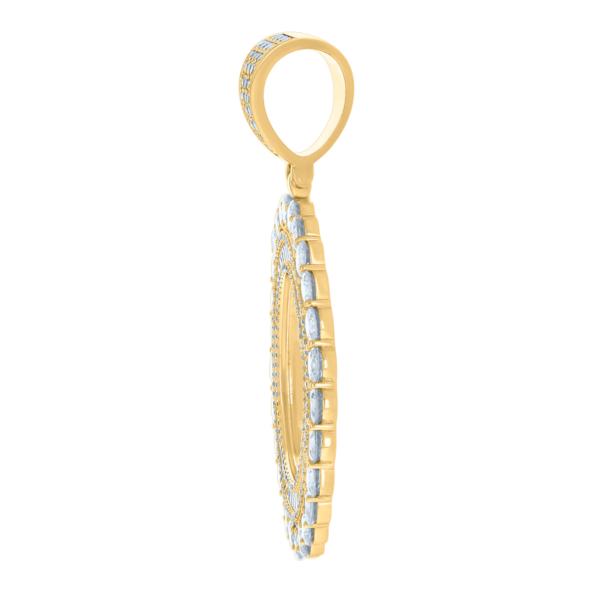 925 Sterling Silver Yellow-Tone Unisex Cubic-Zirconia Picture Frame Pendant