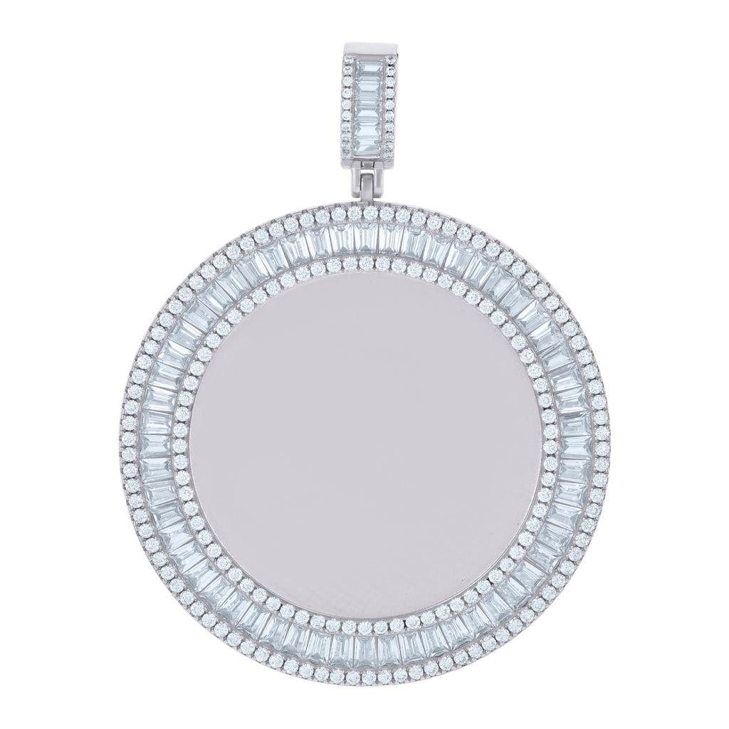 925 Sterling Silver Unisex Cubic-Zirconia Picture Frame Pendant