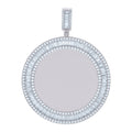 925 Sterling Silver Unisex Cubic-Zirconia Picture Frame Pendant