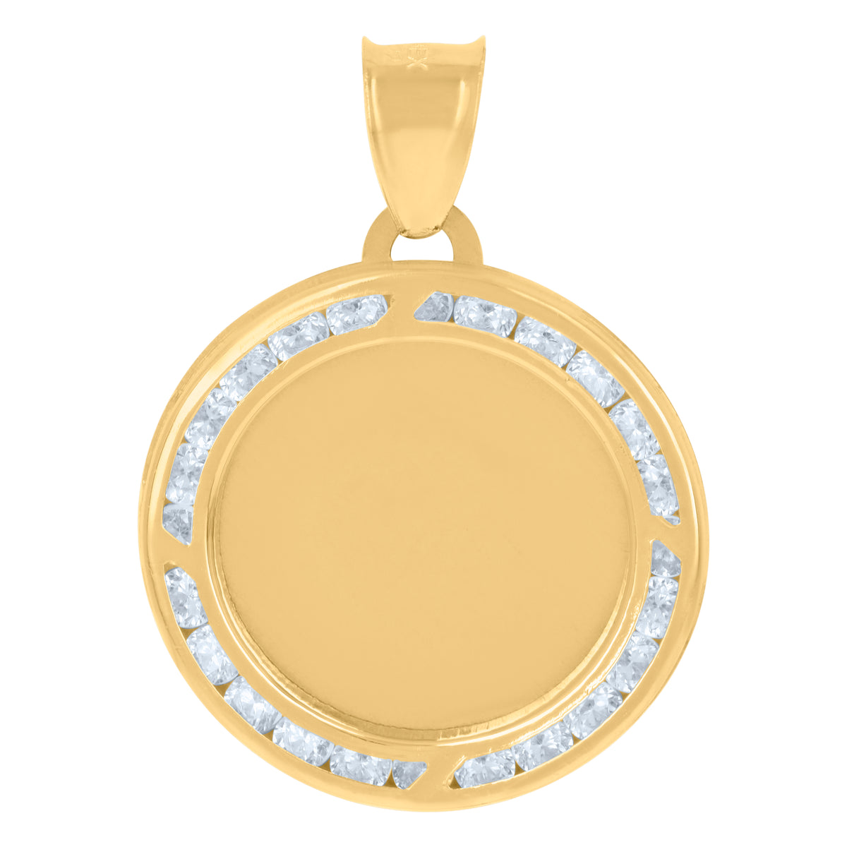 10K Yellow Gold Unisex Cubic-Zirconia Photo Frame Charm Pendant