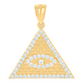 10K Yellow Gold Mens Cubic-Zirconia Good Luck Evil Eye Pyramid Egyptian Charm Pendant