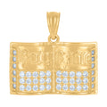 10K Yellow Gold Mens Cubic-Zirconia Holy Bible Holy Book Symbol Religious Charm Pendant