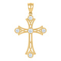 10K Yellow Gold Unisex Cubic-Zirconia Cross Religious Charm Pendant