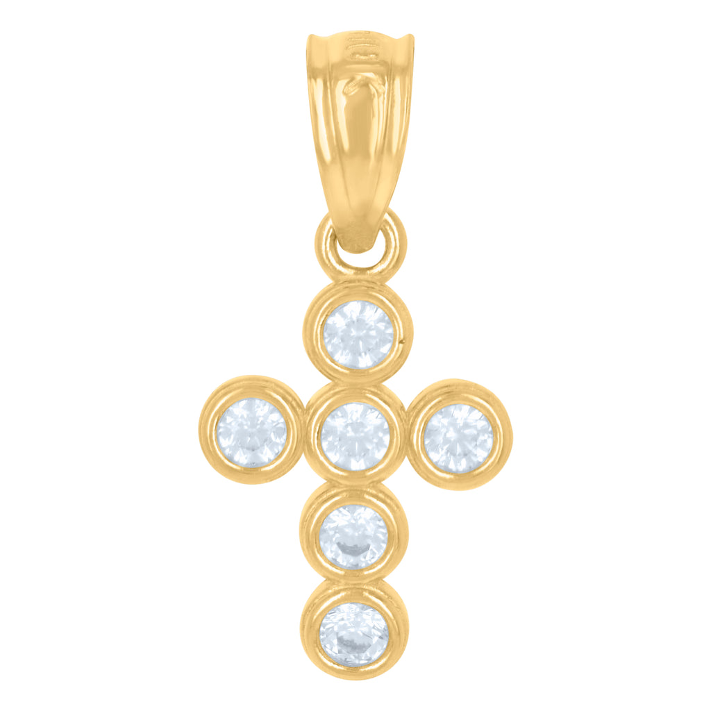 10K Yellow Gold Womens Cubic-Zirconia Cross Religious Charm Pendant
