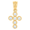 10K Yellow Gold Womens Cubic-Zirconia Cross Religious Charm Pendant