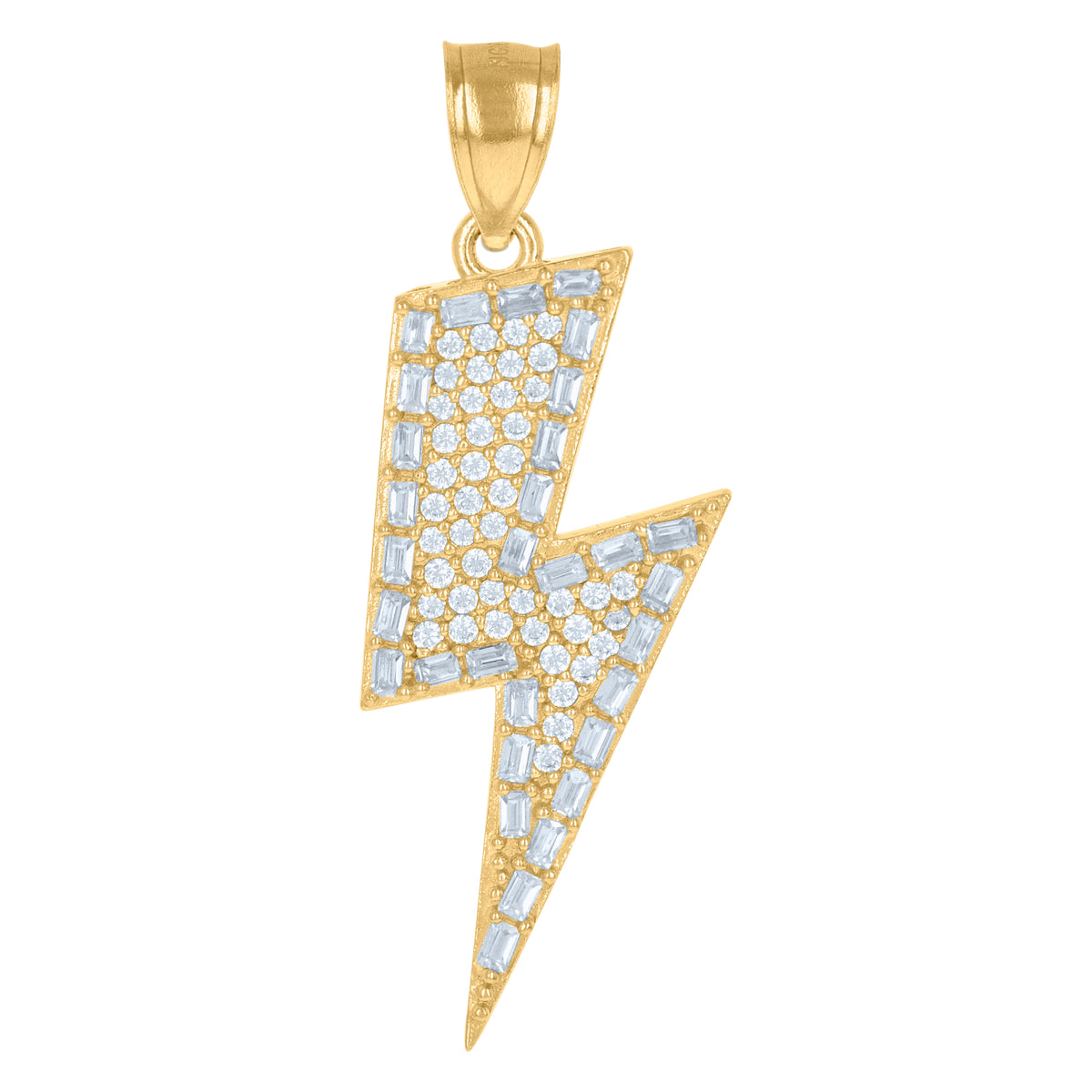 10K Yellow Gold Mens Cubic-Zirconia Lightning Bolt Fashion Charm Pendant