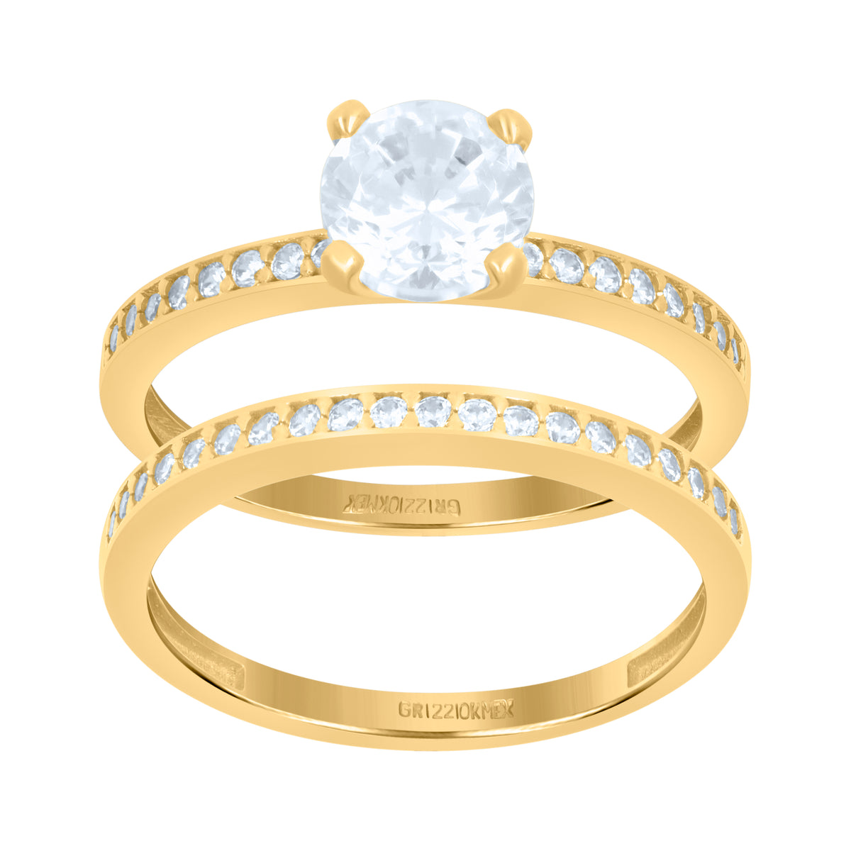 10K Yellow Gold Womens Cubic-Zirconia Duo Bridal Ring Set