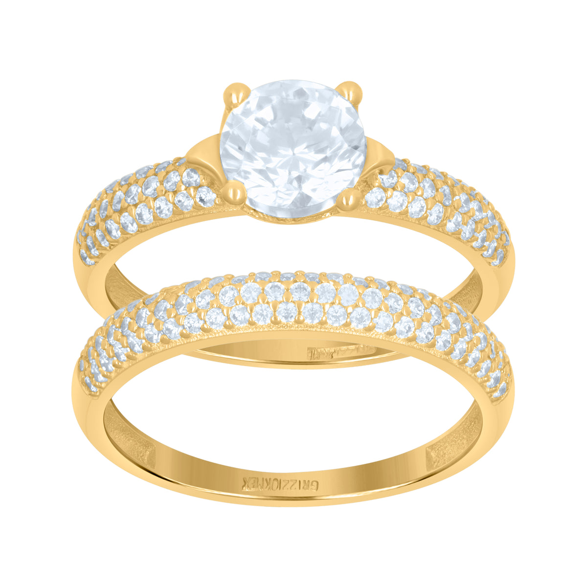10K Yellow Gold Womens Cubic-Zirconia Duo Bridal Ring Set