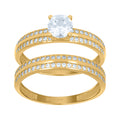 10K Yellow Gold Womens Cubic-Zirconia Duo Bridal Ring Set