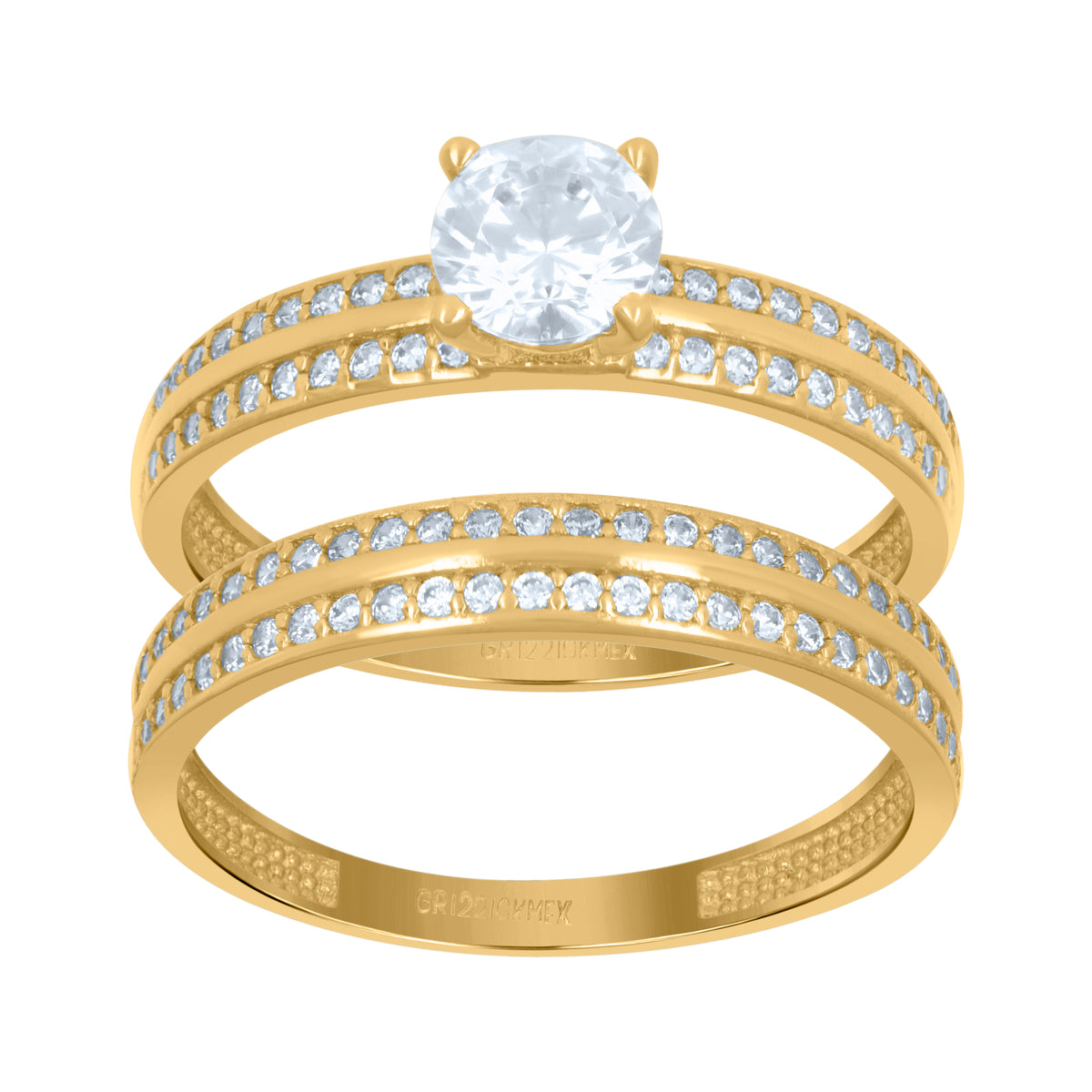 10K Yellow Gold Womens Cubic-Zirconia Duo Bridal Ring Set
