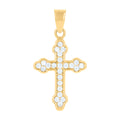 10K Yellow Gold Womens Cubic-Zirconia Cross Religious Charm Pendant
