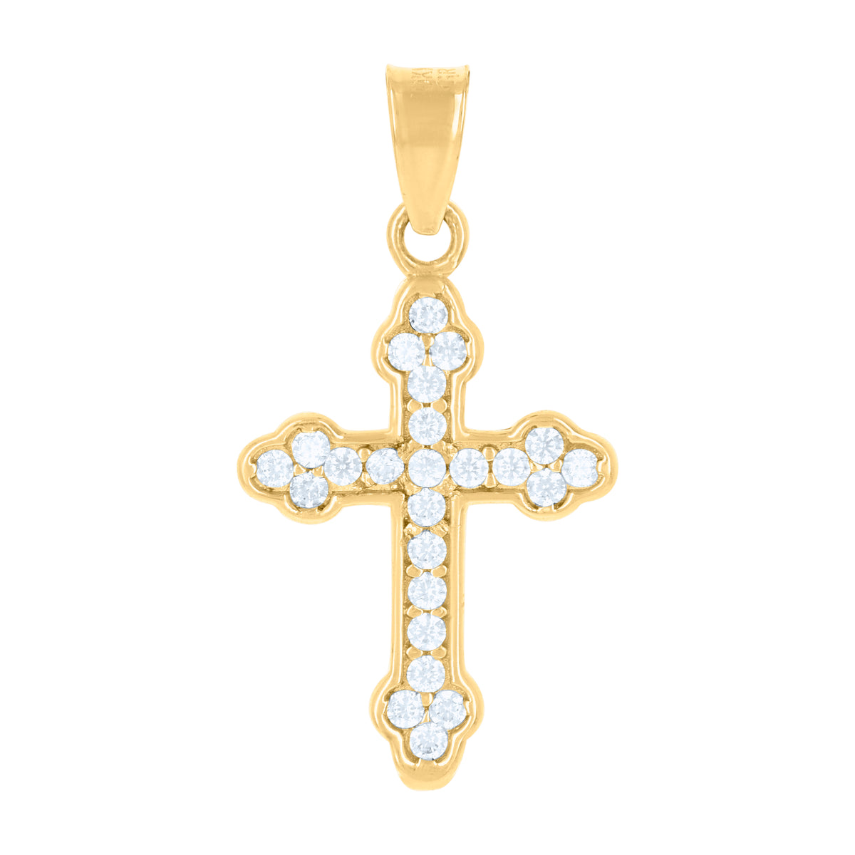 10K Yellow Gold Womens Cubic-Zirconia Cross Religious Charm Pendant