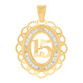 10K Yellow Gold Womens Cubic-Zirconia 15 Quinceanera Charm Pendant