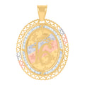 10K Tri-Color Gold Womens Cubic-Zirconia Hearts Border Sweet 16 Quinceanera Charm Pendant